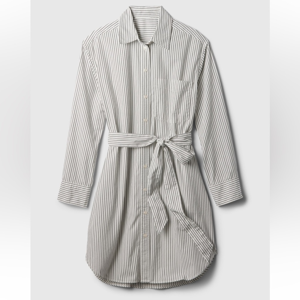 GAP Striped Black and White  Shirt Dress with Waist Tie